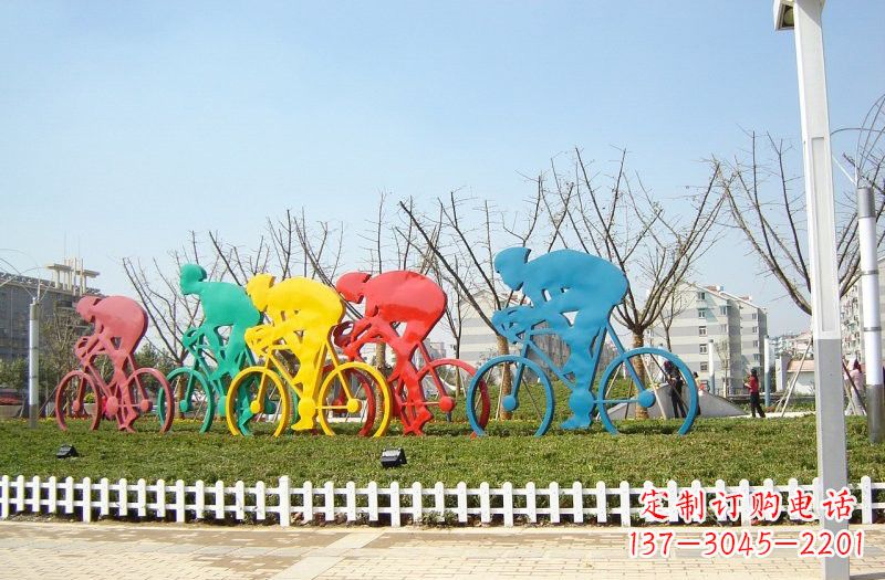 河南不锈钢抽象自行车雕塑
