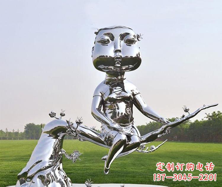 河南不锈钢树枝上的女孩雕塑