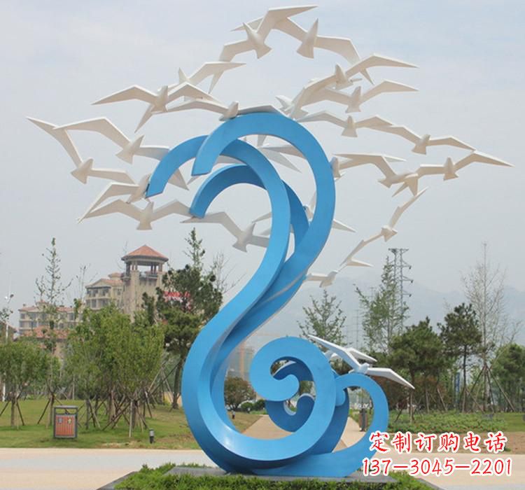 河南新题目精美不锈钢大雁雕塑