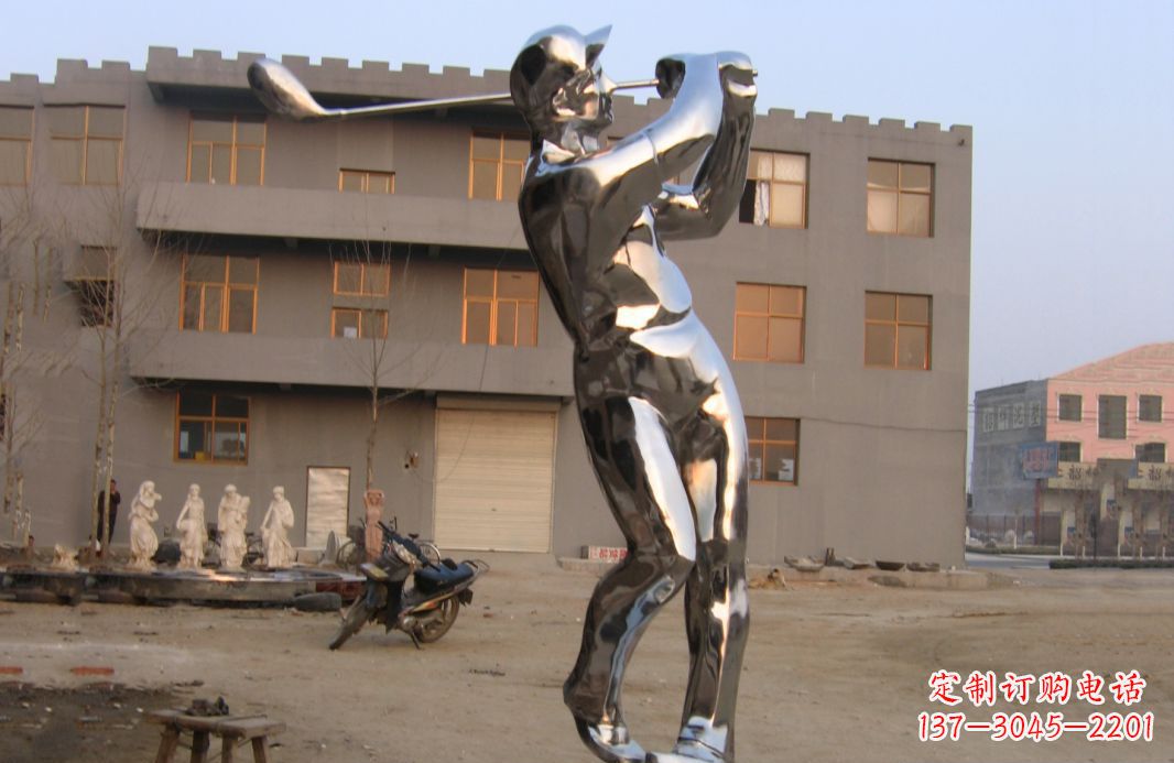河南不锈钢打造高尔夫球雕塑