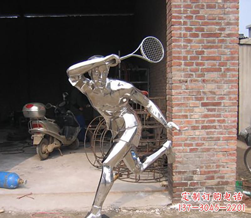 河南不锈钢打羽毛球雕塑