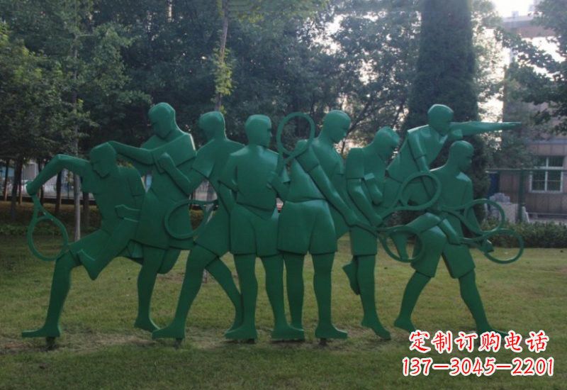 河南不锈钢打羽毛球人物雕塑