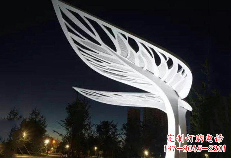 河南不锈钢大型树叶雕塑