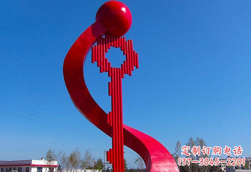 河南不锈钢大型抽象钥匙雕塑