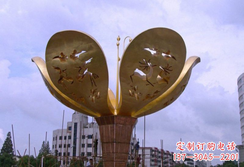 河南大型不锈钢紫荆花雕塑