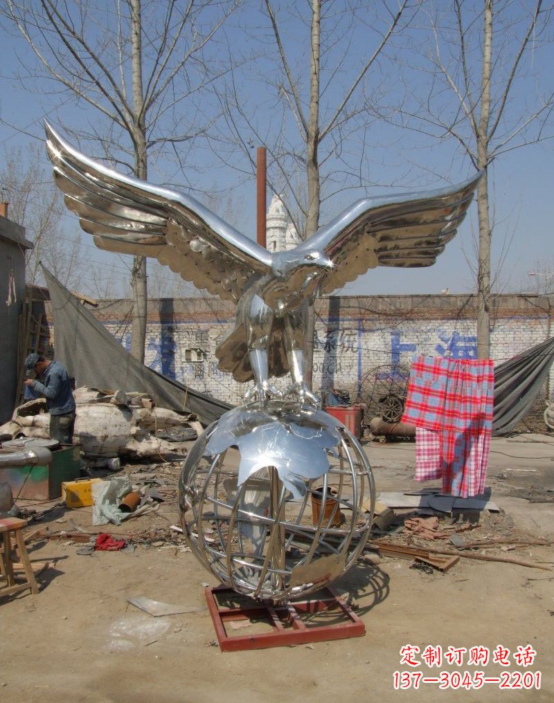 河南不锈钢大展鸿图老鹰雕塑