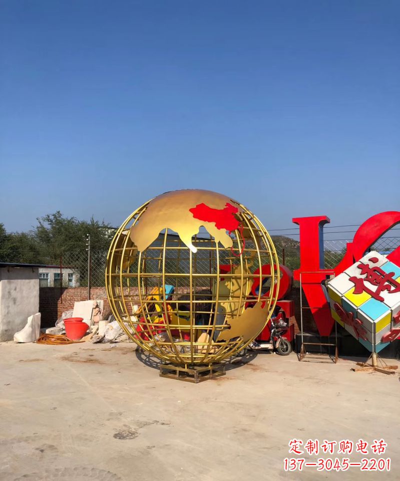 河南不锈钢地球仪雕塑校园景观雕塑