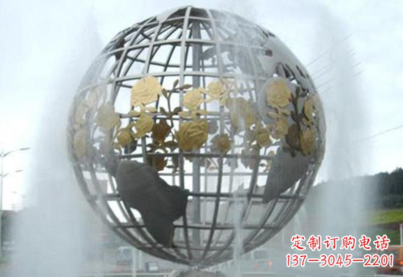 河南不锈钢地球仪雕塑象征着地球家园