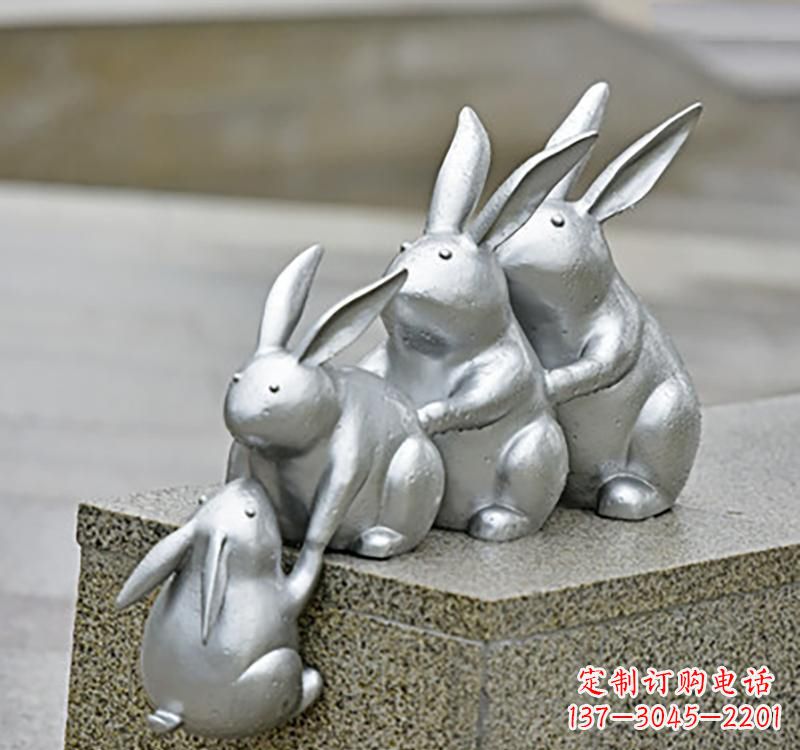 河南不锈钢动物园林兔雕塑