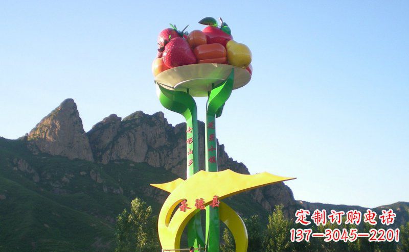 河南不锈钢制作的苹果雕塑