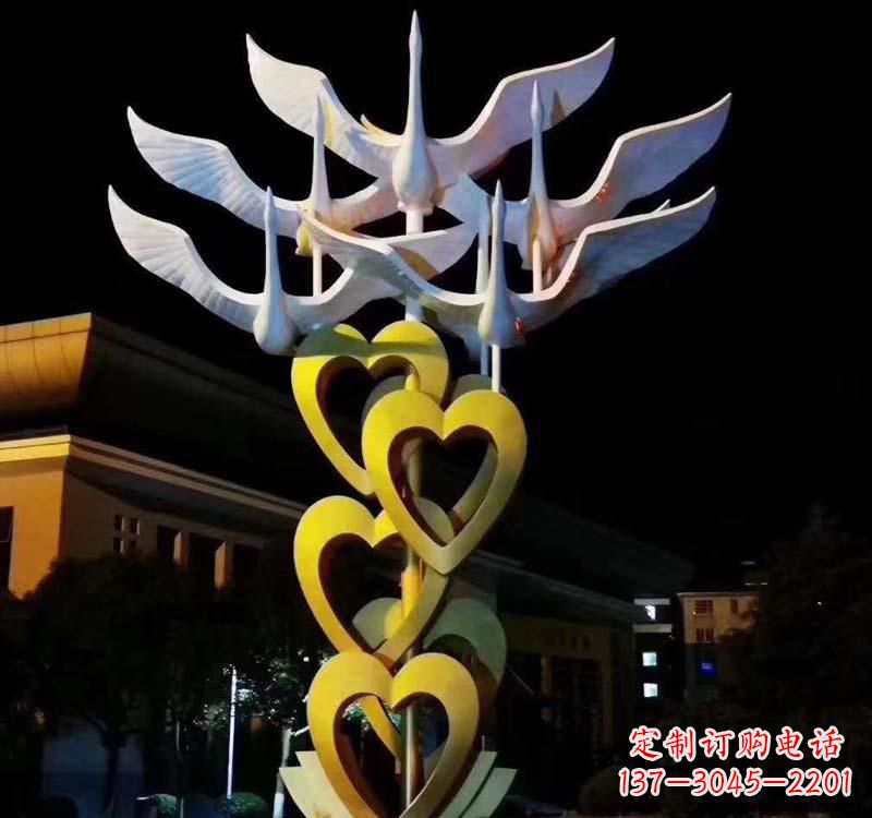 河南不锈钢大雁雕塑象征着自由的翱翔