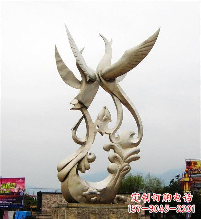 河南不锈钢凤凰雕塑传承古代美学