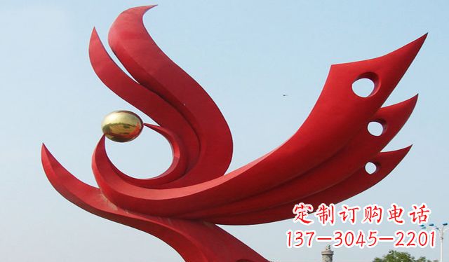 河南不锈钢凤凰雕塑象征着美丽与智慧
