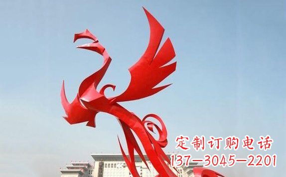 河南不锈钢凤凰展翅雕塑精致的艺术品