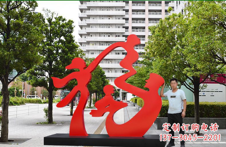 河南不锈钢福字雕塑传递美好祝福