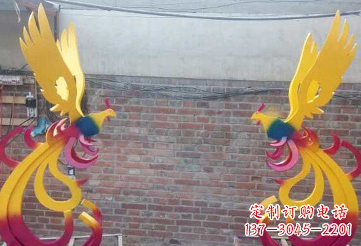 河南不锈钢公园彩色凤凰雕塑
