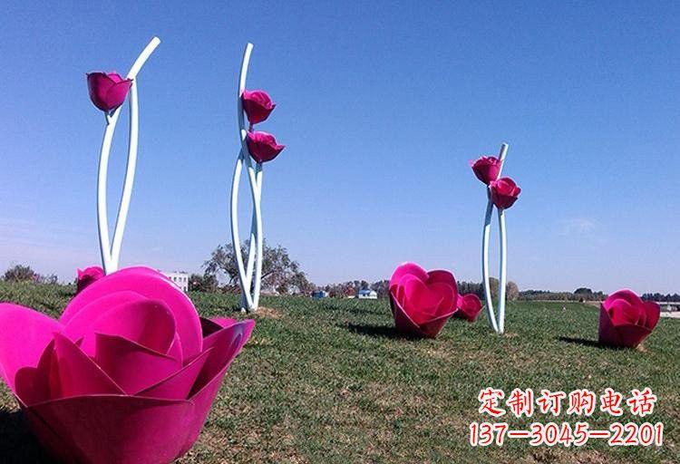 河南不锈钢玫瑰雕塑美丽的艺术之作