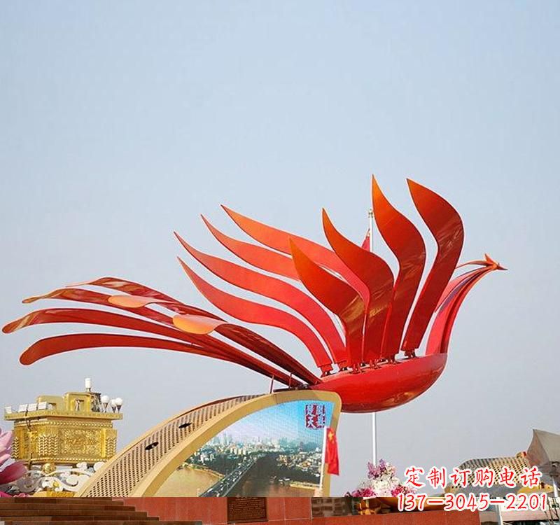 河南不锈钢凤凰雕塑——美丽的象征