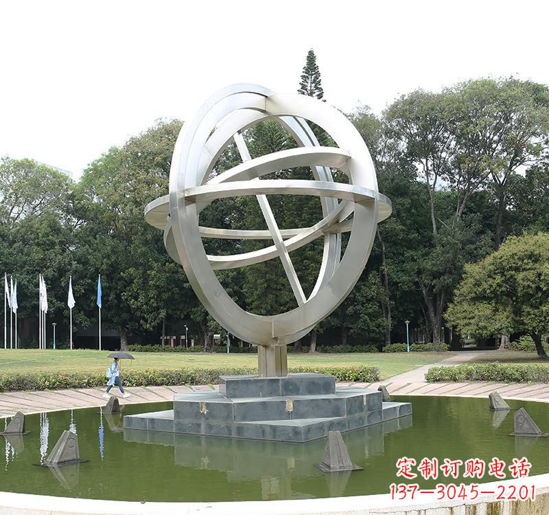 河南不锈钢地球仪雕塑把地球放在手中