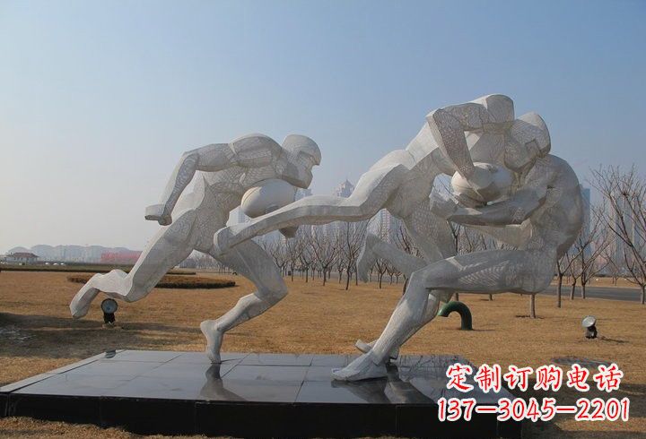 河南不锈钢橄榄球雕塑传承运动精神
