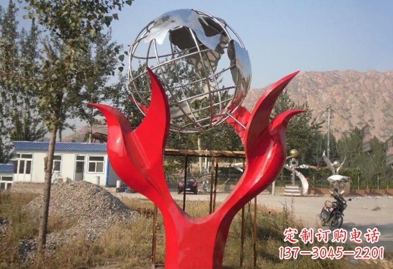 河南地球雕塑一座象征和平的不锈钢公园