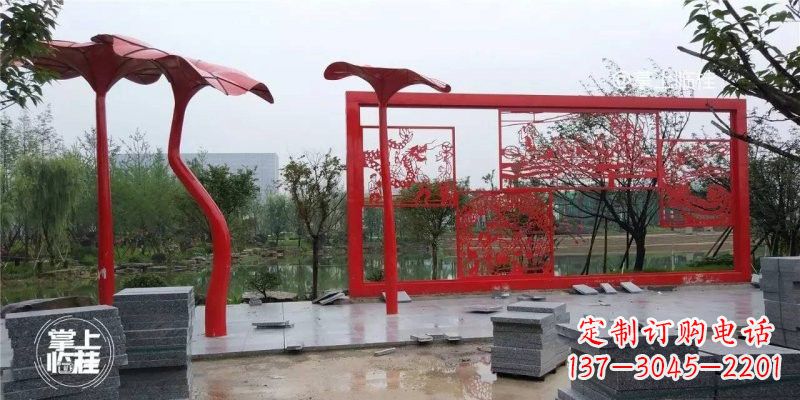 河南不锈钢公园剪纸龙凤雕塑