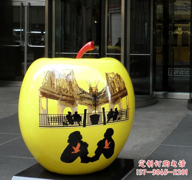 河南不锈钢公园景观苹果雕塑