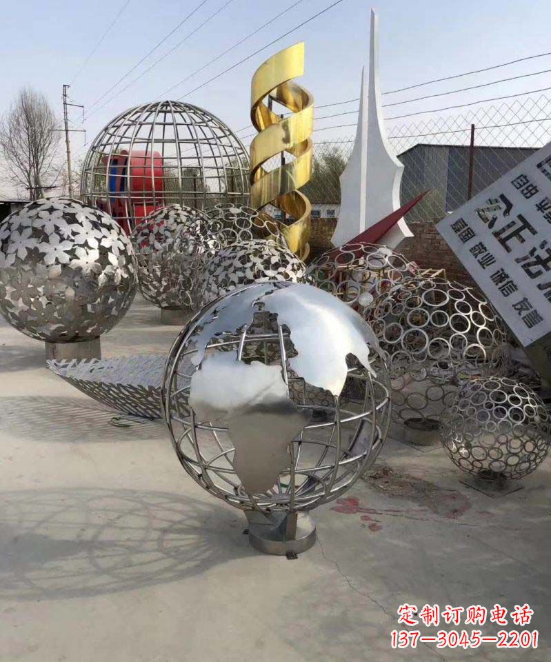 河南不锈钢公园景观地球雕塑