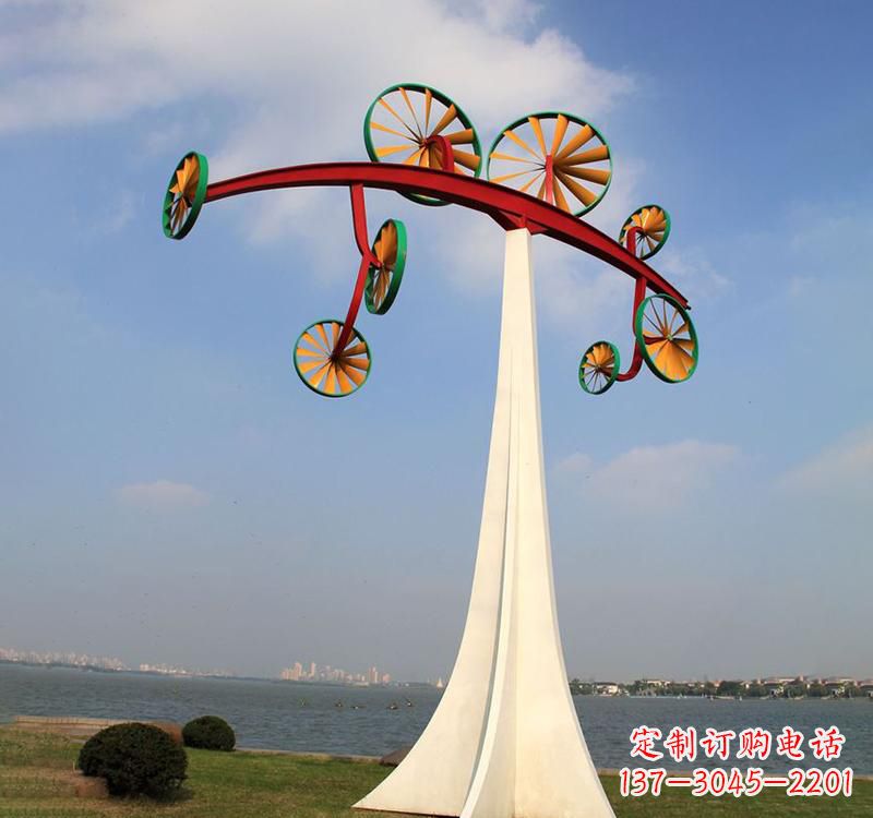 河南不锈钢公园景观风车雕塑