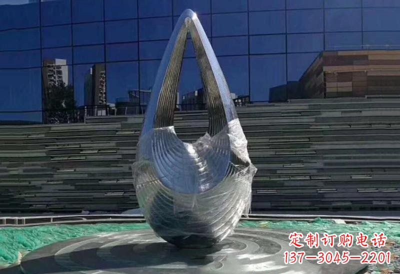 河南不锈钢公园空心水滴雕塑