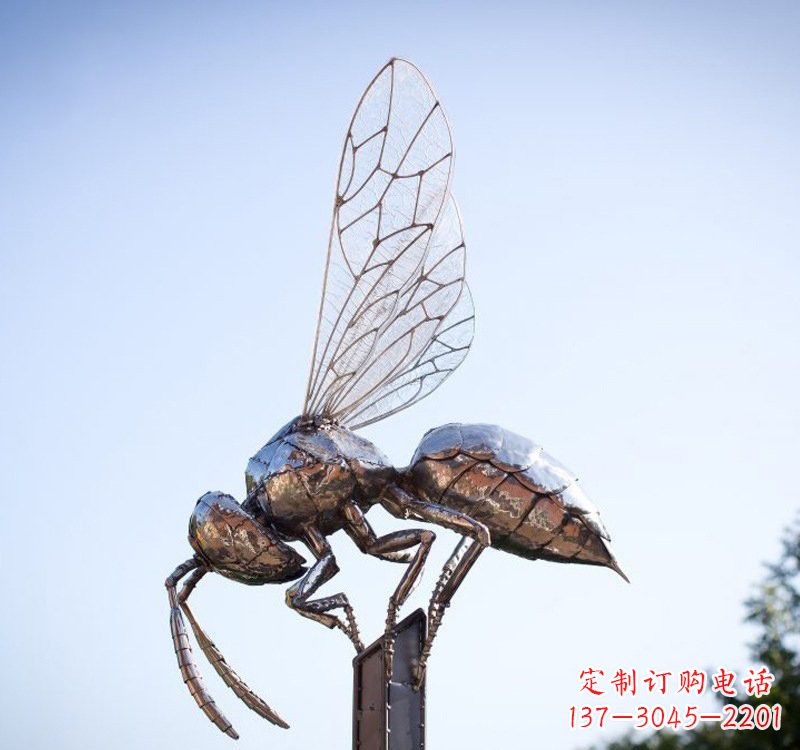 河南不锈钢公园昆虫蜜蜂雕塑