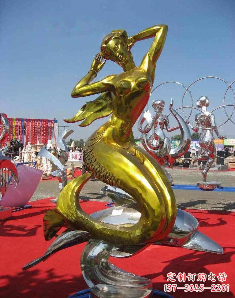 河南不锈钢美人鱼雕塑——美丽的象征