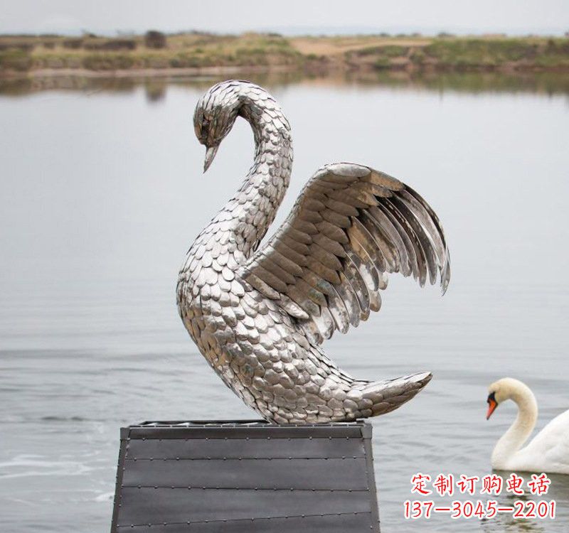 河南不锈钢雕刻的优雅天鹅