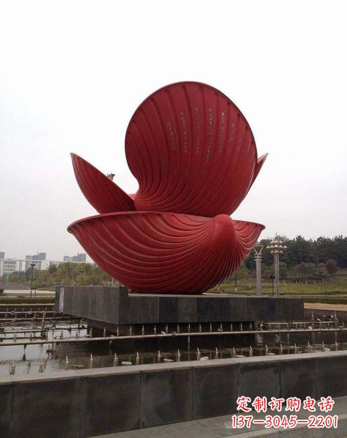 河南不锈钢贝壳喷泉雕塑——海洋之美无限