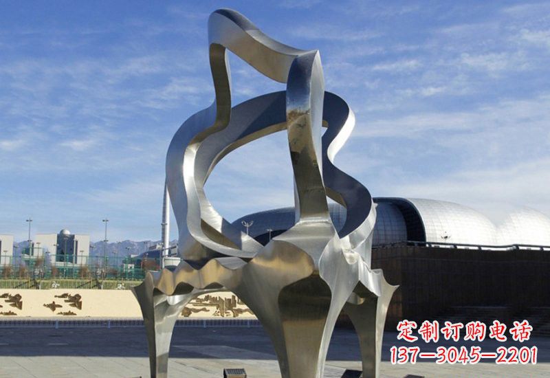 河南不锈钢广场抽象钢琴雕塑
