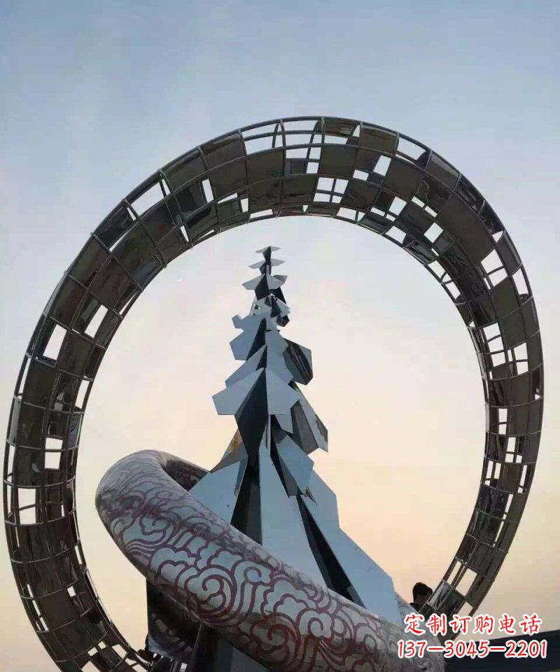 河南不锈钢松树祥云雕塑