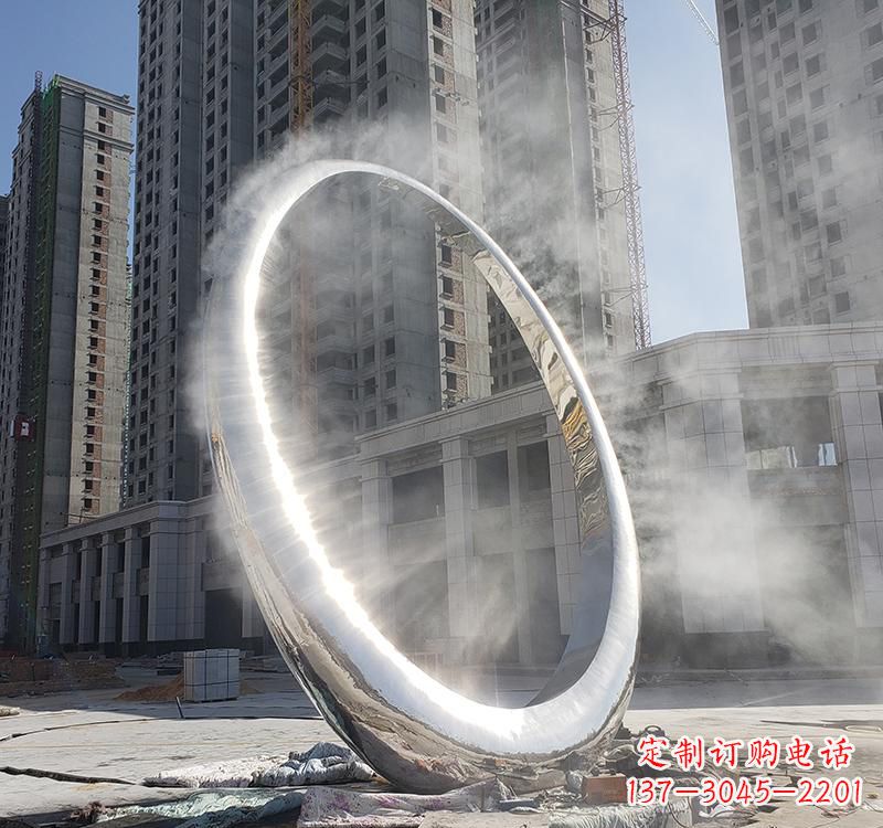 河南不锈钢广场大型圆环雕塑