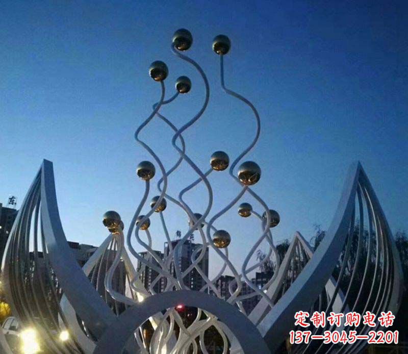 河南不锈钢荷花雕塑美丽的象征