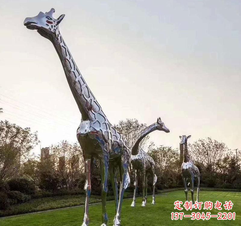 河南不锈钢广场长颈鹿雕塑