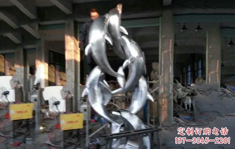 河南不锈钢海豚雕塑漂亮的海洋艺术品