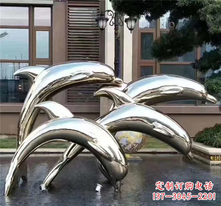 河南不锈钢海洋动物海豚雕塑