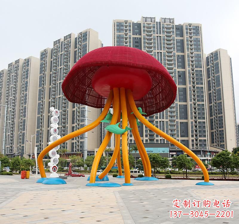 河南不锈钢海洋水母动物雕塑精美绝伦