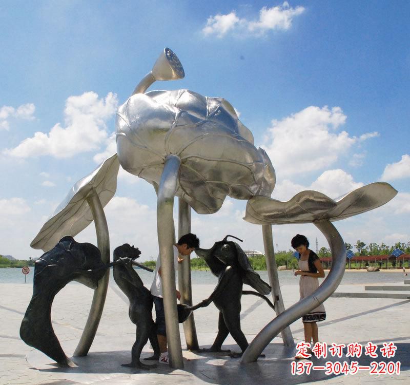 河南荷花之美——不锈钢荷花广场雕塑