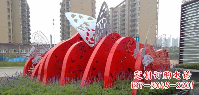 河南不锈钢蝴蝶小区景观雕塑美丽的蝴蝶展翅