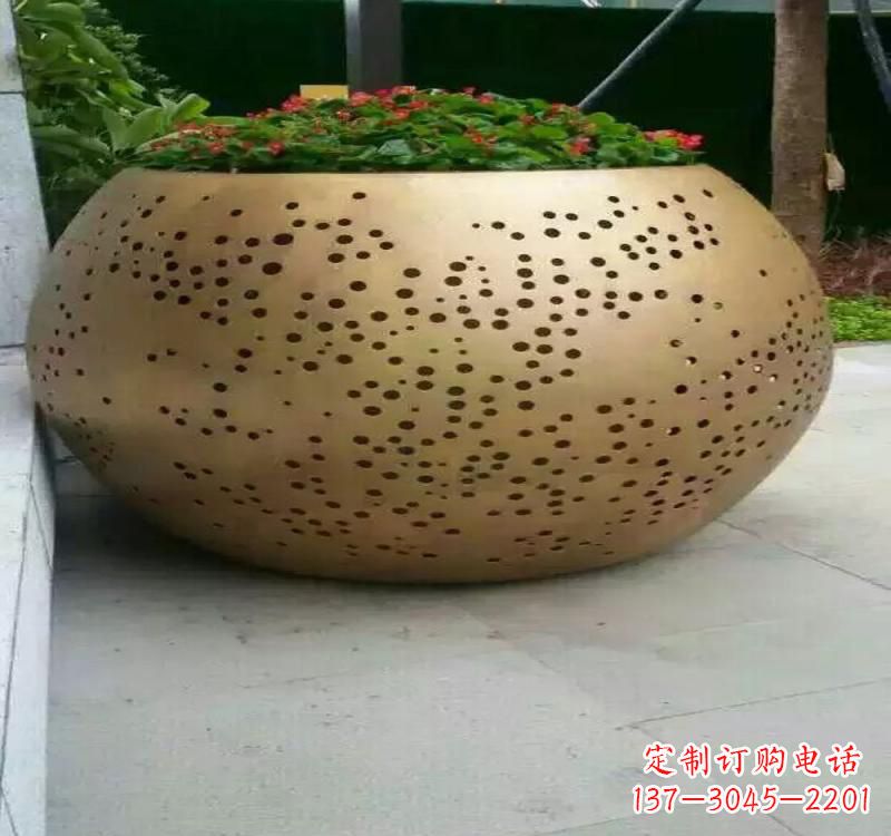 河南不锈钢户外花盆雕塑美观耐用的室外装饰