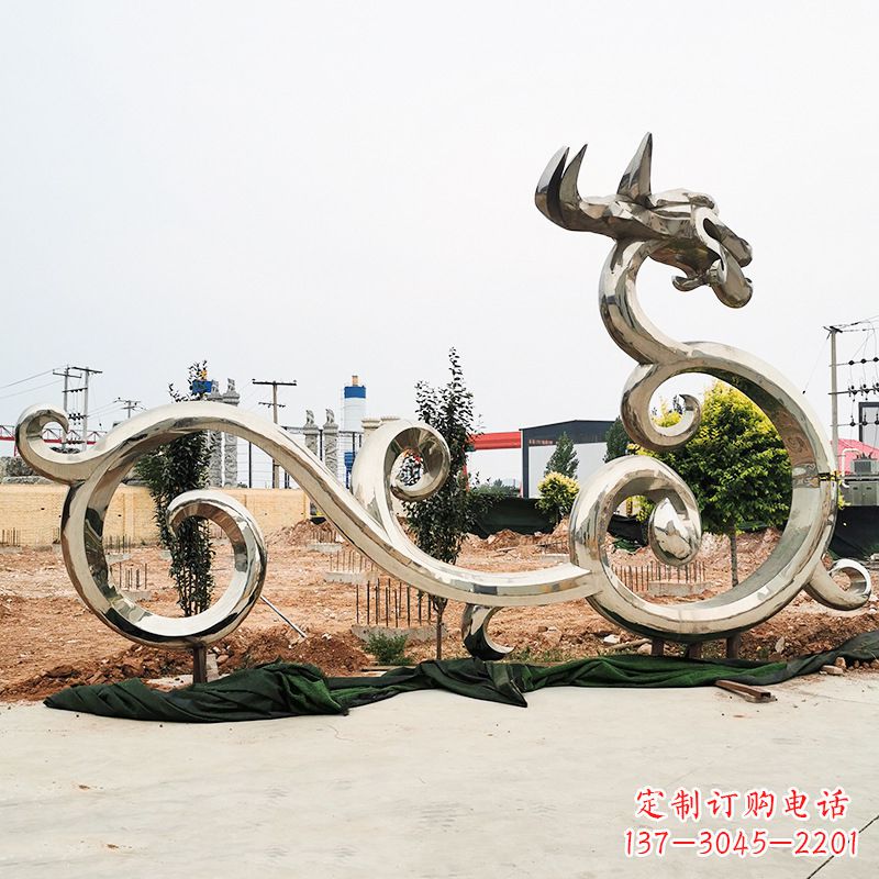 河南不锈钢花边龙形雕塑传承中华文化精髓