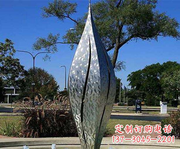 河南不锈钢花骨朵喷泉雕塑精致细节展现精美艺术