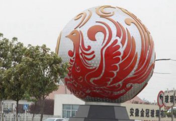 河南不锈钢凤凰浮雕圆球雕塑精美雕塑把艺术带到生活中
