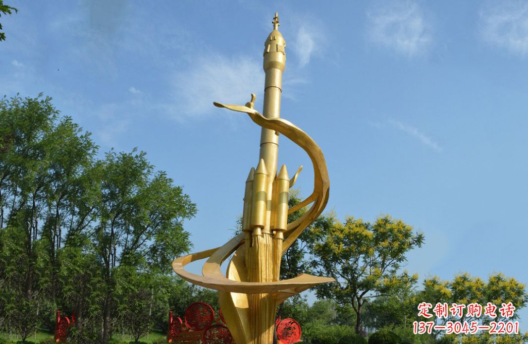河南火箭飞向蓝天不锈钢火箭广场景观雕塑