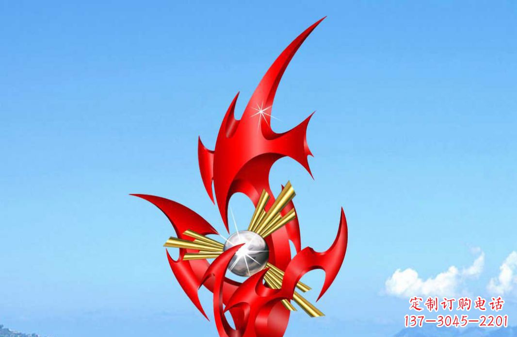 河南不锈钢火苗抽象景观雕塑给城市添彩